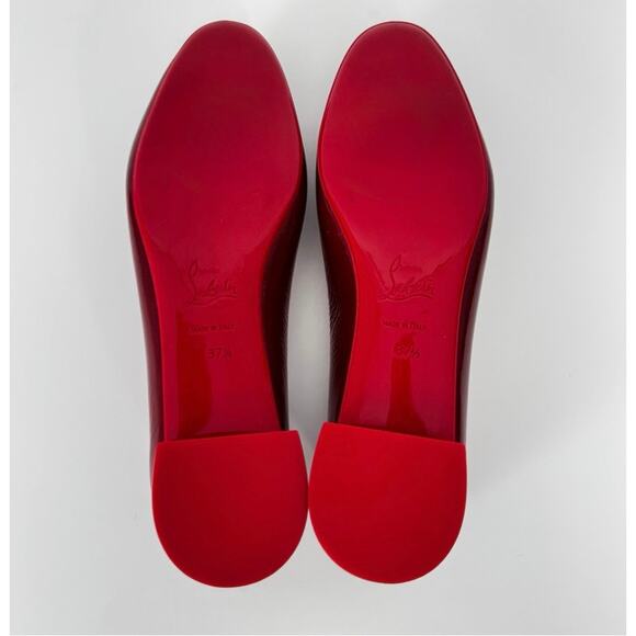 Christian Louboutin Sweetie Jane Flat Ballet Shoes Patent Leather Loubi Red 37.5 - Picture 10 of 14